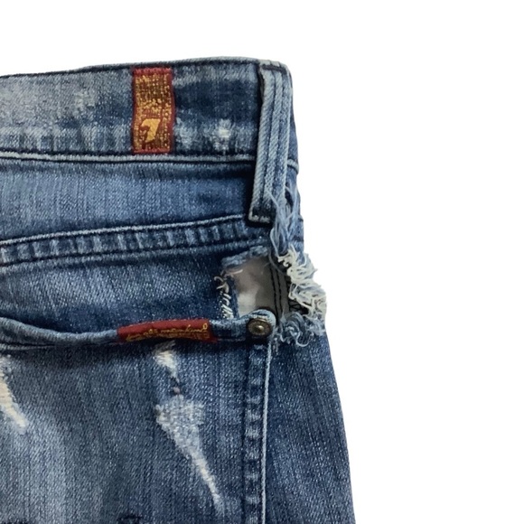 7 For All Mankind 7FAM Crop Straight Leg Jean Size 31 Flaw Distressed Cuffed - Picture 11 of 12